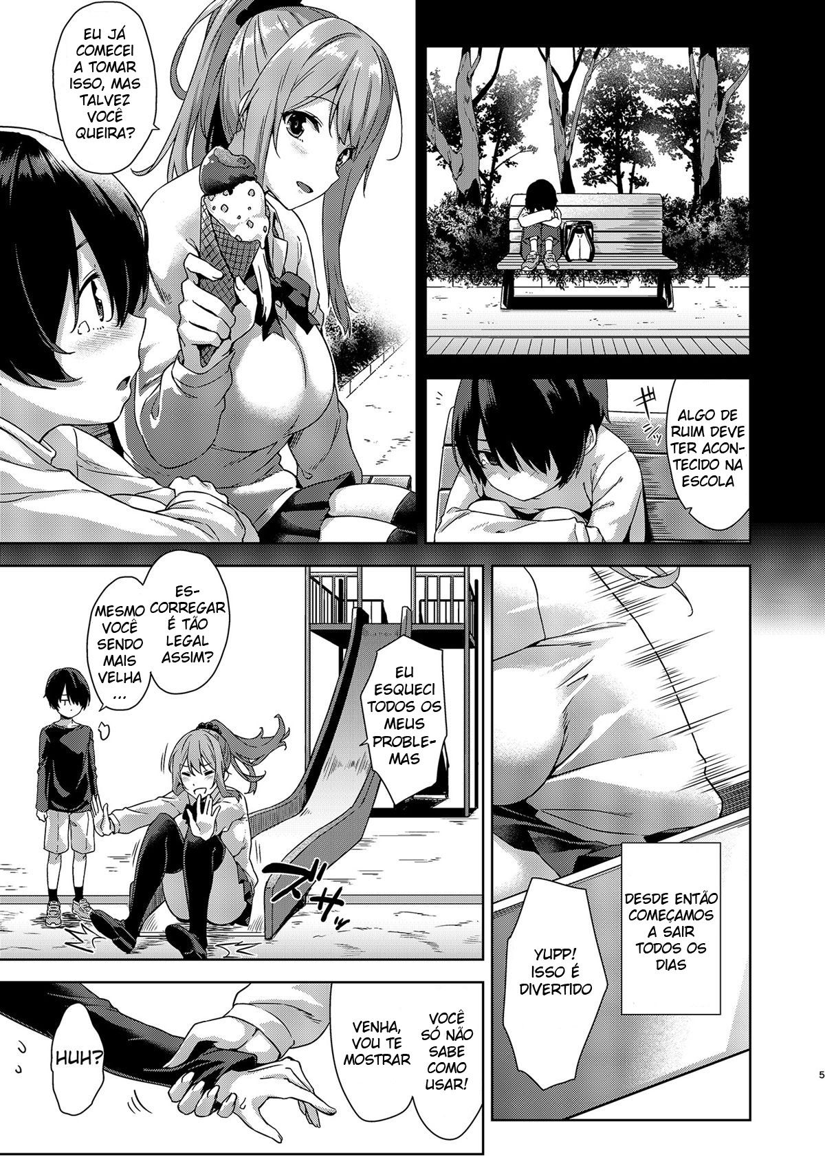 Garoto Virgem - Boku Nerai no Onee-san: Esse quadrinho porno conta a historia de um garotinho perdendo a virgindade com sua amiga peituda.